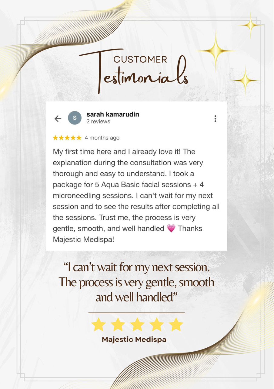 Majestic Medispa patient testimonial screenshot